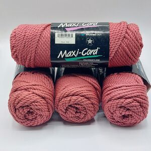 Maxi-Cord Twisted Hi Gloss Polypropylene Rose 100yds Macrame LOT OF 4 USA Made